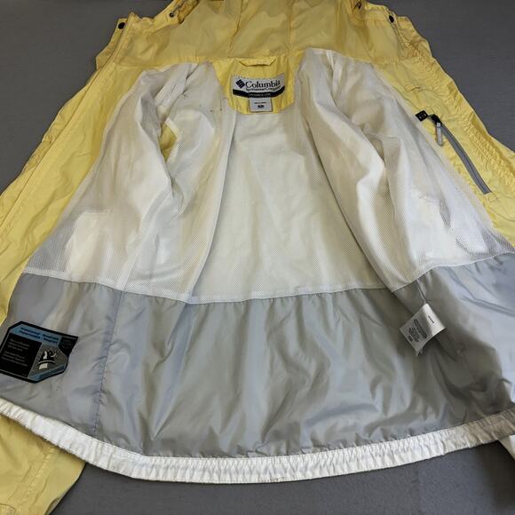 Columbia Jacket Womens Small Omni Tech Yellow White Waterproof Breathable Coat - Picture 5 of 12